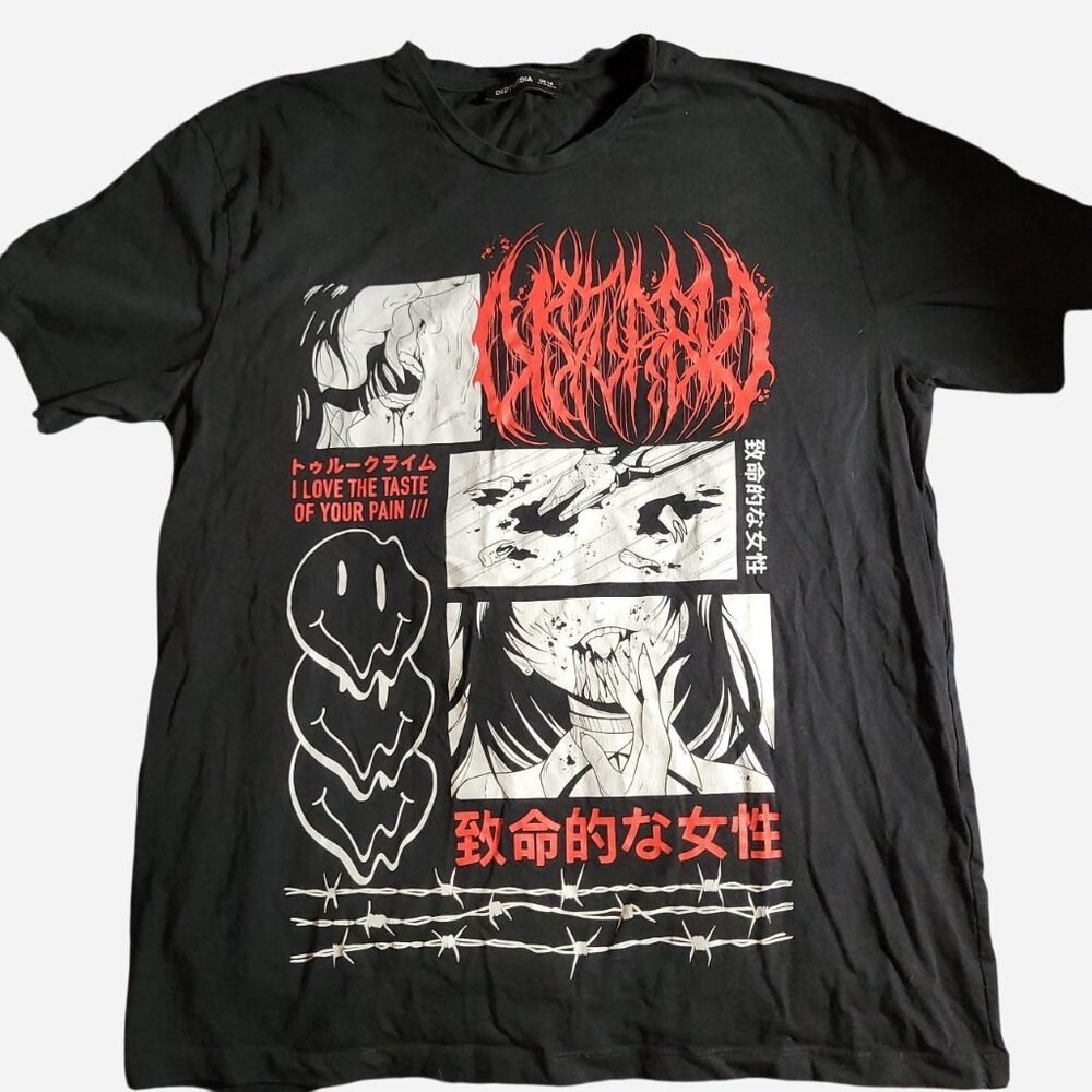 disturbia "with teeth" goth anime yandere horror graphic tee